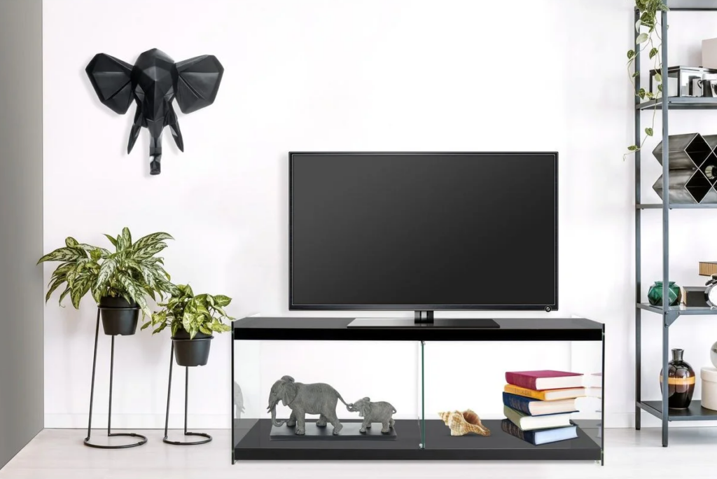 meuble tv noir en verre